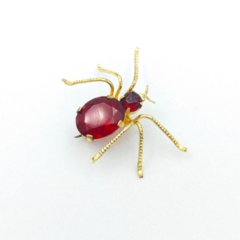 Antique art deco glass Czech bug brooch pin